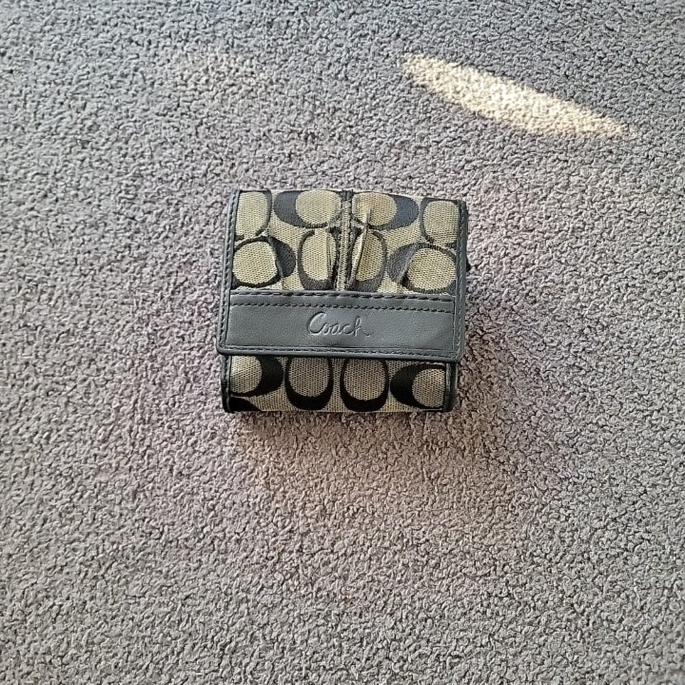 Coach Gray and Black Signature Wallet
